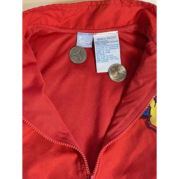 Vintage Winnie The Pooh Red Hooded Jacket "Disney Baby" 18M Football Patch - Picture 8 of 16